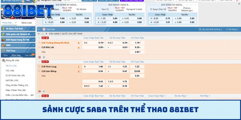 Sảnh cược Saba trên thể thao 88IBET